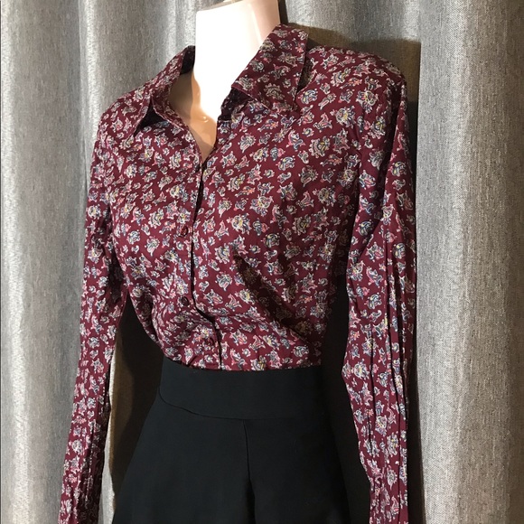 Esprit Purple Pattern Button Down long Sleeve Top - Picture 2 of 7
